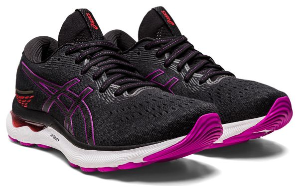 Asics Gel Nimbus 24 Running Shoes Black Purple Women's