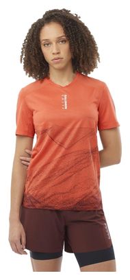 Salomon S/Lab Ultra Print rood damesshirt met korte mouwen