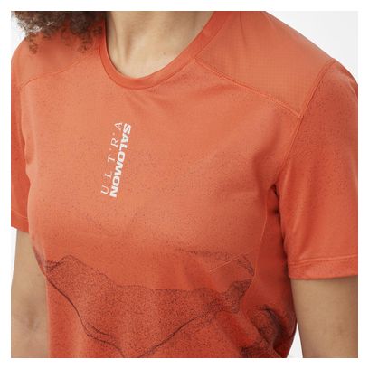 Salomon S/Lab Ultra Print rood damesshirt met korte mouwen
