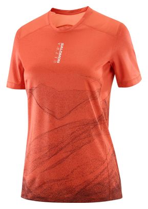 Salomon S/Lab Ultra Print rood damesshirt met korte mouwen