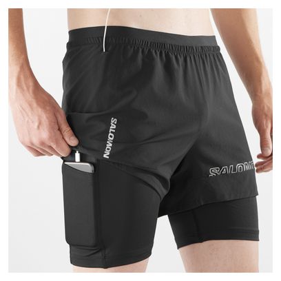 Short 2-en-1 Salomon Cross Run Noir Homme