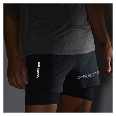Short 2-en-1 Salomon Cross Run Noir Homme