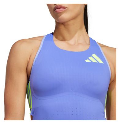 Haut crop top adidas Adizero Promo Running Bleu/Vert Femme