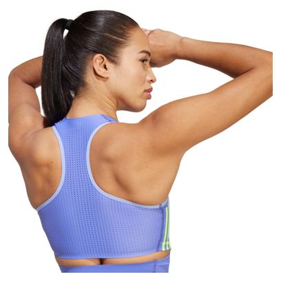 Haut crop top adidas Adizero Promo Running Bleu/Vert Femme