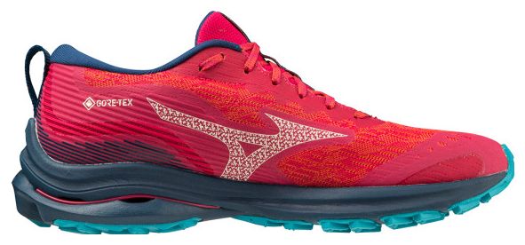 Mizuno Damen Wave Rider GTX Laufschuhe Rot Blau 40