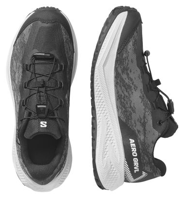 Zapatillas de running Salomon Aero GRVL impermeables, negro/blanco, para niños