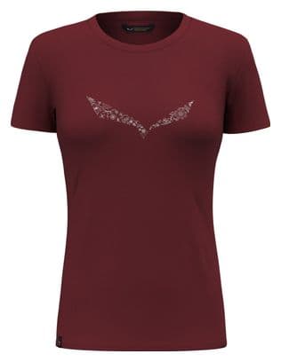Salewa Solidlogo Dames-T-shirt Korte Mouw Bordeaux