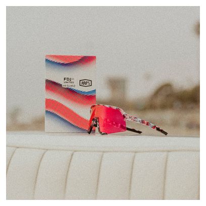 Lunettes 100% S3 FDJ Gloss Translucent Red/Blue Fire Red Miroir