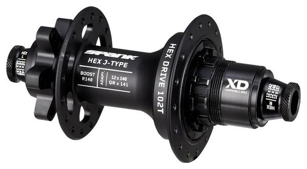 Moyeu Arrière Spank HEX J-Type 102T Boost I R148 I 32 Trous Noir