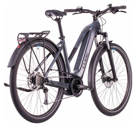 Vélo de Ville Électrique Cube Touring Hybrid One 500 Trapeze Shimano Alivio 9V 500 Wh 700 mm Gris Bleu 2022