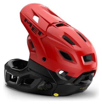 Remove chinguard Helmet Met Parachute MCR Mips Red/Black