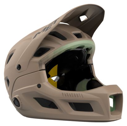 Met Parachute MCR Mips Beige/Groen Afneembare Kinband Helm