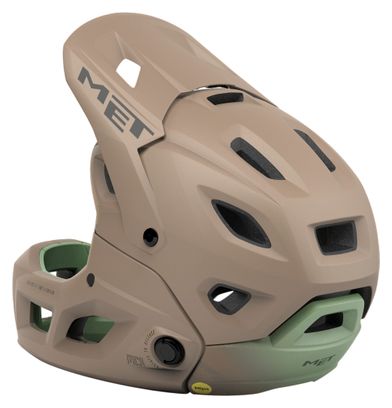 Met Parachute MCR Mips Beige/Groen Afneembare Kinband Helm