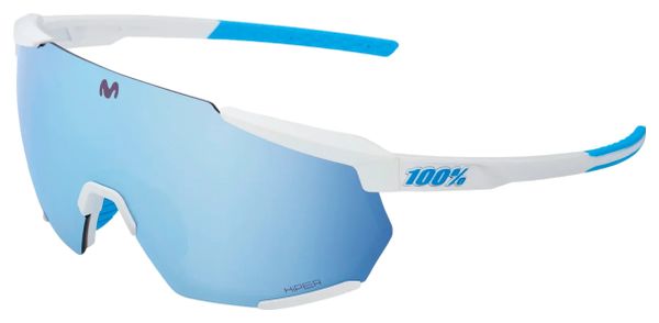 100% Racetrap 3.0 Brille - SE Movistar Team Weiß - Verspiegelte Gläser Mehrschichtig Blau Hiper