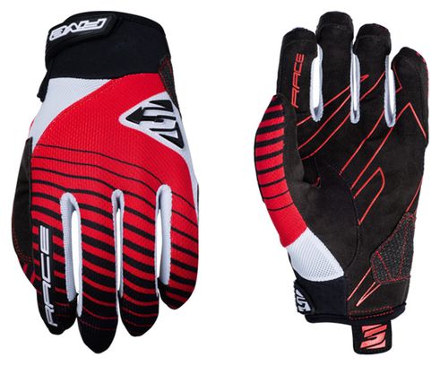 Ein Paar lange Handschuhe Five Race Rot Schwarz Weiß