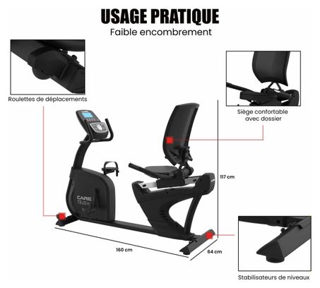 Vélo semi allongé auto-alimenté - TELIS RS - ergomètre connecté