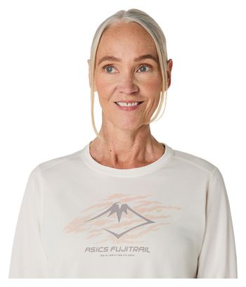 Maillot manches longues Asics Fujitrail Logo Blanc Femme