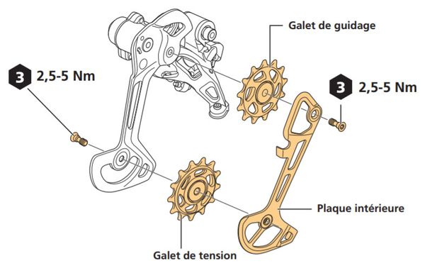 Chape Interne pour Dérailleur Arrière Shimano XT M8100 SGS