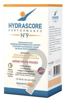 Isotonic drink of the effort Hydrascore N ° 9 Red Fruits 10 x 40g