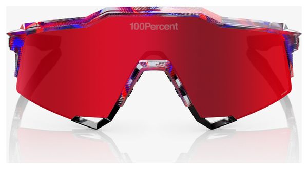 Lunettes 100% Speedcraft FDJ Gloss Translucent Red/Blue Fire Red Miroir