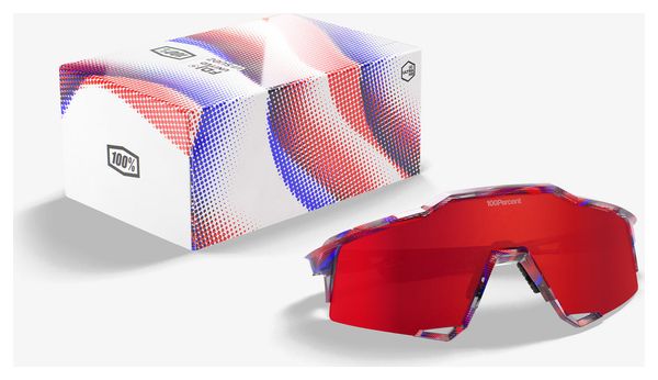 Lunettes 100% Speedcraft FDJ Gloss Translucent Red/Blue Fire Red Miroir