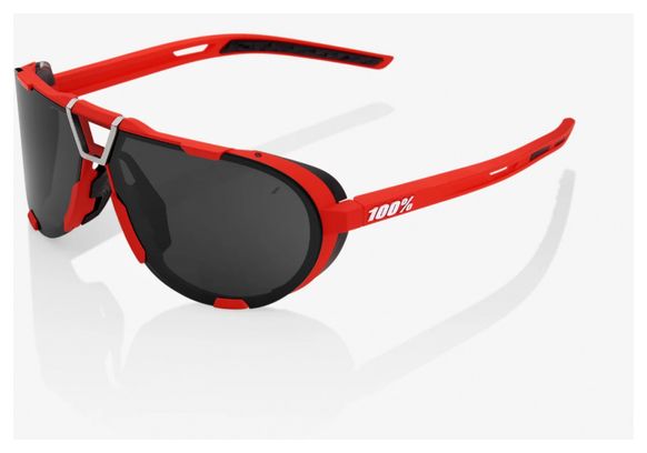 100% Westcraft Soft Tact Rote Sonnenbrille - Schwarze verspiegelte Gläser