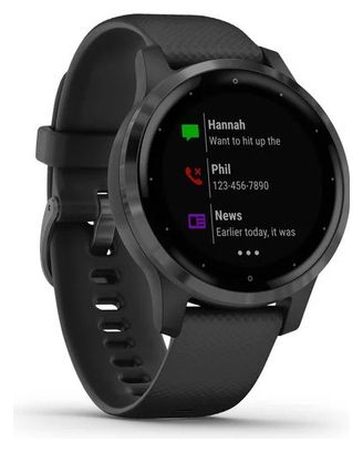 Montre GPS Garmin Vivoactive 4s Gunmetal avec Bracelet Silicone Noir