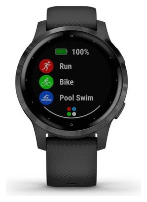 Montre GPS Garmin Vivoactive 4s Gunmetal avec Bracelet Silicone Noir