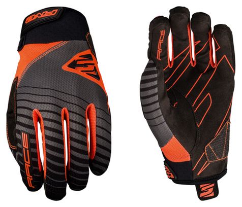 Five Race Long Gloves Grey Fluo Orange Black