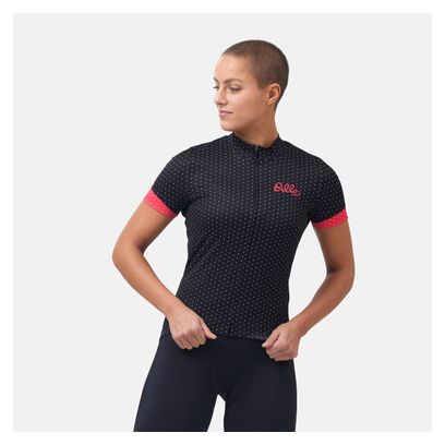 Maillot de manga corta para mujer Odlo Essential Print Mujer Negro / Rosa