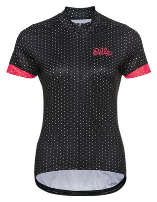 Maillot de manga corta para mujer Odlo Essential Print Mujer Negro / Rosa