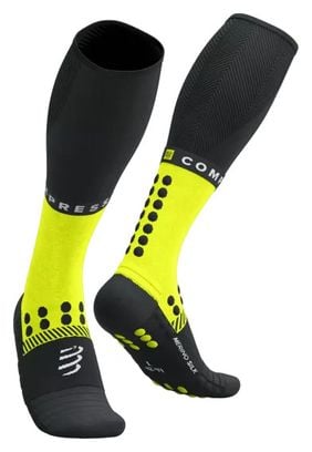 Chaussettes Compressport Full Winter Run Noir/Jaune Fluo