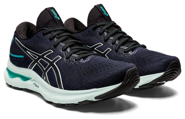 Asics Gel Nimbus 24 Running Shoes Black Blue Women's