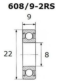 Roulement B3 - BLACKBEARING - 608/9-2rs