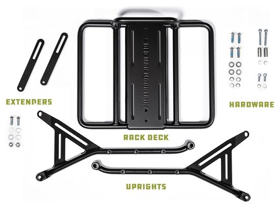 Old Man Mountain Pizza Rack Black Front Luggage Rack