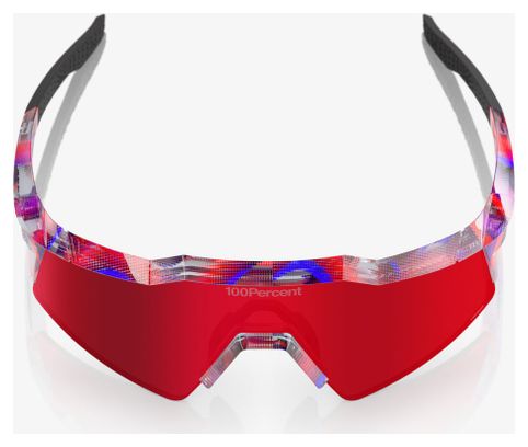 Lunettes 100% Speedcraft SL FDJ Gloss Translucent Red/Blue Fire Red Miroir