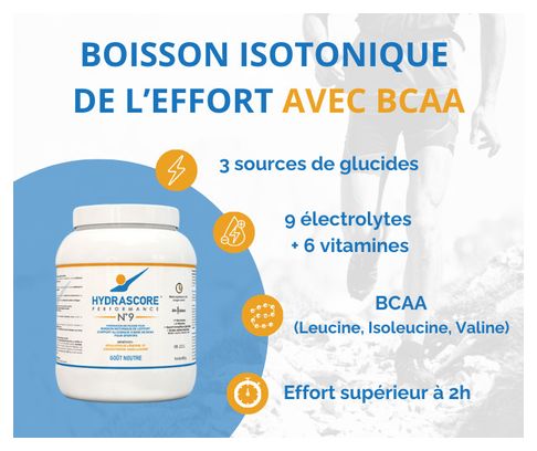 Boisson isotonique Hydrascore Performance N°9 Goût neutre - 800g