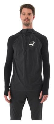 Camiseta interior cortaviento Compressport Hurricane 1/2 Zip Negro