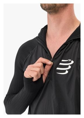 Camiseta interior cortaviento Compressport Hurricane 1/2 Zip Negro