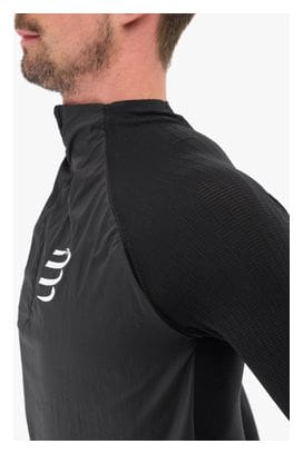 Camiseta interior cortaviento Compressport Hurricane 1/2 Zip Negro