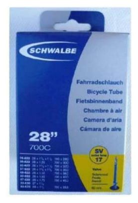 CHAMBRE A AIR VELO 700 x 28-45 SCHWALBE VALVE PRESTA 60mm TOUT ALU (SV17VL)
