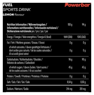 Isotonischer Drink PowerBar Black Line Fuel 90 Zitrone - 94g