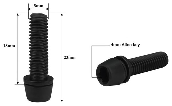 Lot de 6 vis de potence/guidon vélo – Acier allié 10B21 M5 noir