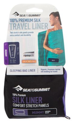 Drap de Sac Couchage Sea To Summit Premium Silk Travel Liner Mummy / Bleu Foncé