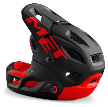 Met Parachute MCR Mips Helmet with Removable Chinstrap Matte Glossy Black Red