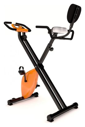 Velo d appartement pliable avec dossier ecran LCD selle reglable 8 niveaux de resistance magnetique velo d exercice de fitness d interieur orange 01 00000169 Alltricks