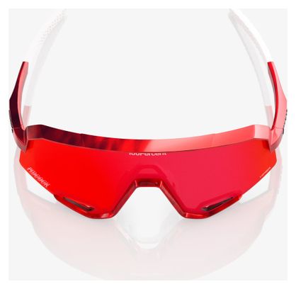 Lunettes 100% Slendale Pidcock Gloss Red Holographic Fire Red Miroir