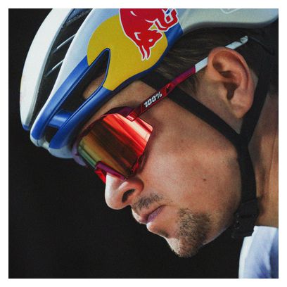 Lunettes 100% Slendale Pidcock Gloss Red Holographic Fire Red Miroir
