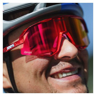 Lunettes 100% Slendale Pidcock Gloss Red Holographic Fire Red Miroir