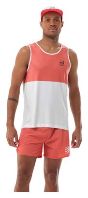 Camiseta sin mangas Compressport Performance naranja/blanca para hombre